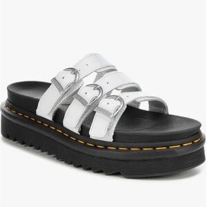 Dr. Martens Women’s White Leather Blaire Slides Sandals Size 7 US